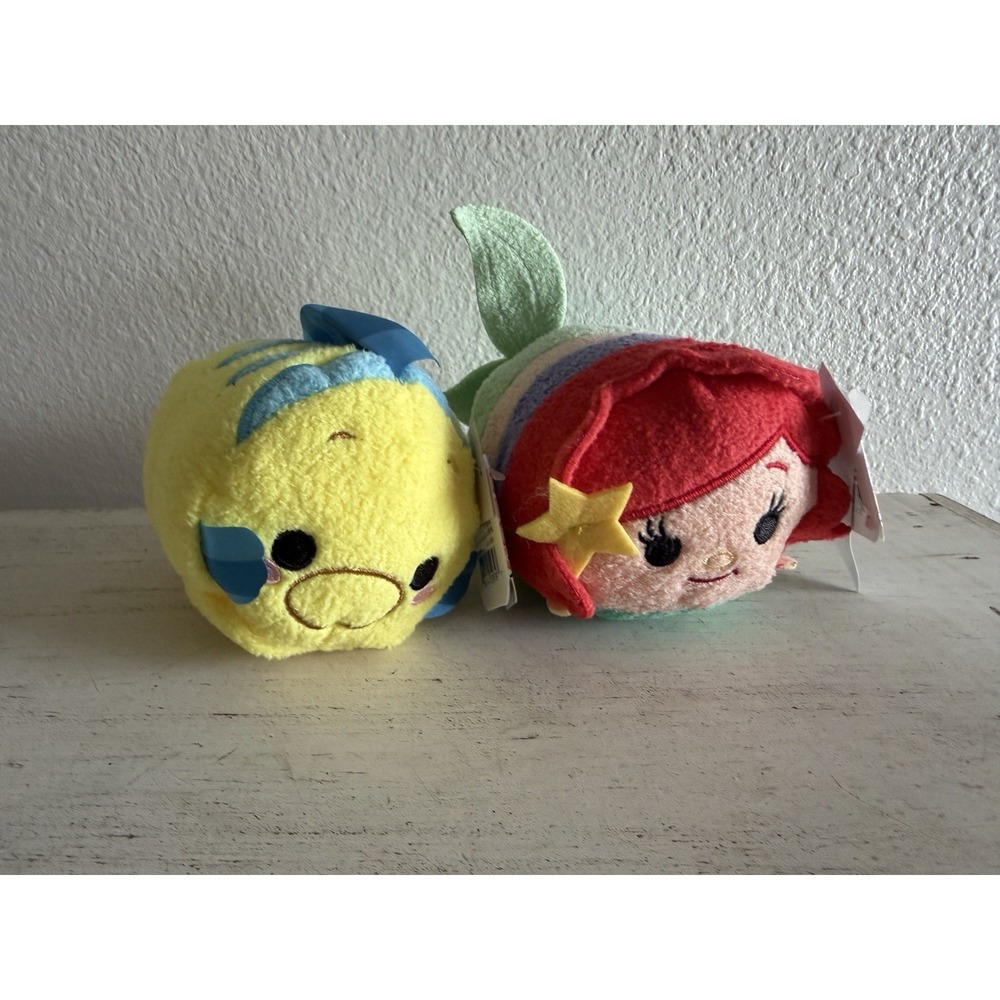 Ariel & Flounder Disney‎ Tsum Tsum Plush Stuffed Toy Little Mermaid 2 pieces NEW